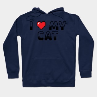 I Heart My Cat Classic Video Game Graphic Black Hoodie